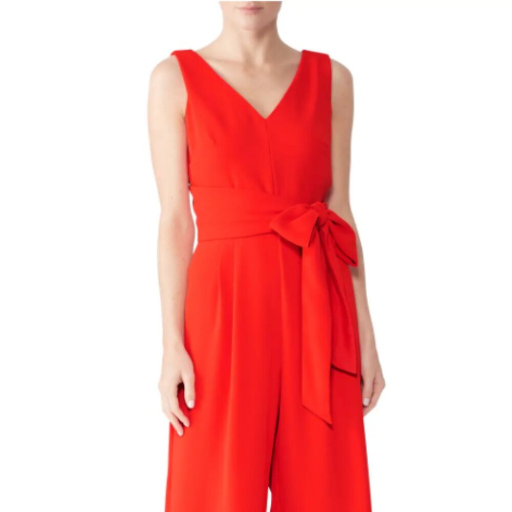J. CREW Red Wrap Tie Jumpsuit Size 4